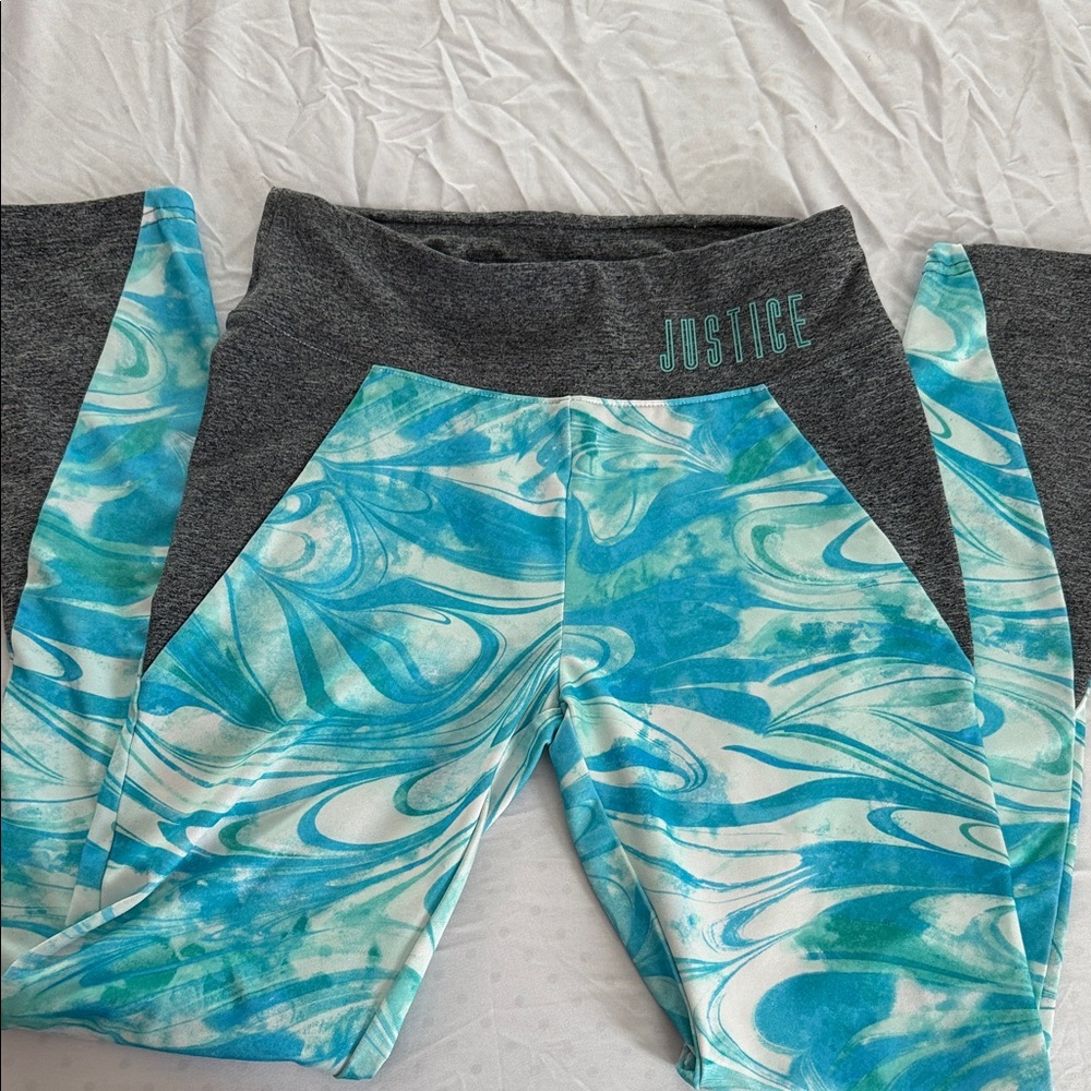 Justice Kids' Aqua and Charcoal Leggings